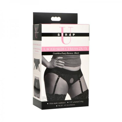 Strap U Laced Seductress Lace Crotchless Panty Harness & Garter Straps 2xl/3xl