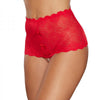 Allure Passion & Pearl High-waisted Lace Thong With Pearl String Red O/s