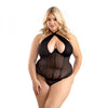 Fantasy Lingerie Mesh Halter Tie Underwire Corset With Leatherette Binding & Matching G-string 2xl