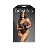 Fantasy Lingerie Domina One-shoulder Mesh Teddy & Matching Rope Cuffs; Silver Hardware Queen Size