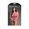 Fantasy Lingerie Domina One-shoulder Mesh Teddy & Matching Rope Cuffs; Gold Hardware Queen Size