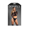 Fantasy Lingerie Domina Embossed Faux Leather Mesh Long Sleeve Top & Crotchless Thong S/m