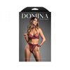 Fantasy Lingerie Domina Embossed Faux Leather Convertible Bra With Chain Leash & Open Panty S/m