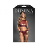 Fantasy Lingerie Domina Embossed Faux Leather Cut-out Top & Crotchless Panty With Handcuffs S/m