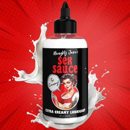 Naughty Jane's Sex Sauce Extra Creamy Lubricant - 8oz - Introducing Naughty Jane's Body-Safe American-Made Water-Based Lubricant for Toys - Model NS-8X - Unisex - Enhance Sensual Pleasure - Clear