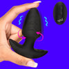 Rotating And Vibrating Silicone Butt Plug - Black - Adult Naughty Store