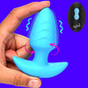 Rotating And Vibrating Silicone Butt Plug - Blue