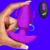 Rotating And Vibrating Silicone Butt Plug - Purple