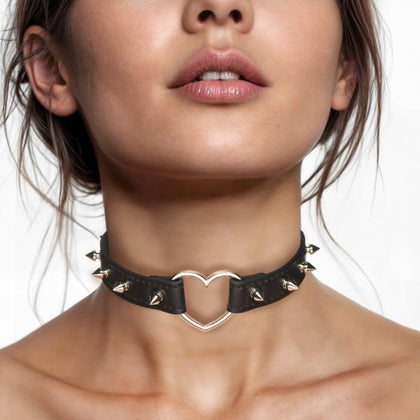 Spiked Heart Choker - Black - Adult Naughty Store