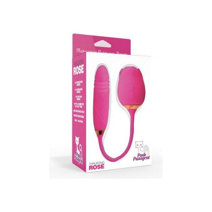 Cousins Group Pink Pussycat Thrusting Rose 3-in-1 Clitoral and G-Spot Vibrator for Women in Pink