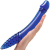 Introducing the GLS Temptation Dual-Ended Glass Dildo, Model: Double the Pleasure - TP-11, Unisex G-spot & P-spot Stimulator in Crystal Clear - Adult Naughty Store