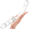 Experience Ultimate Pleasure with Glas 12in Girthy Ribbed G-spot Glass Dildo W/ Handle Grip - Model Gls-12G-HG - For Women - Stimulates the G-spot - Transparent - Adult Naughty Store