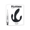 Introducing the Playboy Tri-Stimulate Triple Threat Multifunction Vibrator PB-RS-4738-2 for Women, offering Triple Stimulation in Creamy Smooth Silicone for Simultaneous Pleasure from All Major Erogenous Zones in Black.