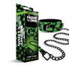 Stoner Vibes Chronic Collection Glow In The Dark Collar & Leash Set KV-2024 Unisex BDSM Toy in Black & Green - Adult Naughty Store