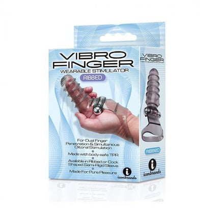 The 9's Vibrofinger Ribbed Finger Massager Grey