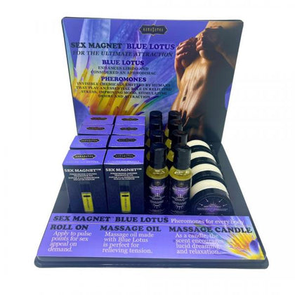 Kama Sutra Company Sex Magnet Blue Lotus Prepack | Pheromone-infused Massage Collection | Unisex | Full Body Pleasure | Sensual Blue
