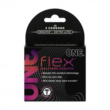 Paradise Products Flex 3 Ct Graphene Latex Condoms - One Flex 3 - Men - Enhances Body Heat Transfer - Charcoal