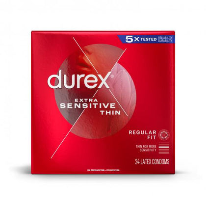 Durex Extra Sensitive 24 Pack Latex Condoms - Enhanced Pleasure for Men - Sleek Fit, Paradise Products Model 2024 - Ultra-Thin, Intimate Sensation - Transparent
