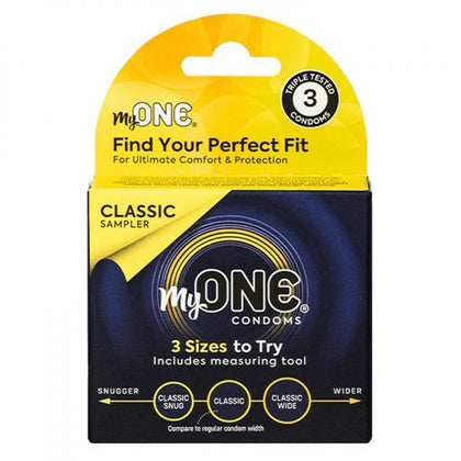 MyOne Classic Sampler 3 Ct Custom Fit Latex Condoms Model: Classic Sampler Kit - MyOne Fit Codes: 51F, 53F, 55G (Men) Area of Pleasure: Sexual Health & Well-being (Assorted)