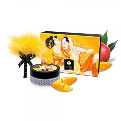 Shunga Mango Body Powder - Kissable Massage Powder 2.65oz - Women's Erotic Body Dust - Model 2024 - Immerse in Sensual Mango Pleasure - Vibrant Feather Tickler Included