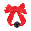 Sex & Mischief Amor Satin Ball Gag - Model 2024 - Luxury BDSM Mouth Gag for Couples - Flexible Red Satin Strap - Intimate Black Ball - Unisex - Erotic Sensation - Red