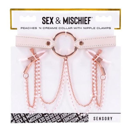 Peaches N Creame Collar W/ Nipple Clamps - Adult Naughty Store