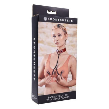 Saffron Collar with Nipple Clamps - Sportsheets BDSM Toy 2024 for Women: Red Fetish Bondage Wear