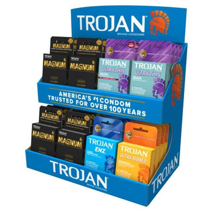 Trojan Paradise Products 32ct. Counter Unit Fishbowl Display - Magnum Ultra Thin ENZ Ribbed Condoms T00062 for Men's Pleasure in Various Colours