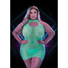 Lapdance Glow In The Dark Mini Dress Q/s - Plus Size Naughty Role Play Chemise for Ladies 14-20 in Seductive Black