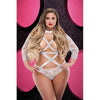 X-Gen Products Lapdance Strappy Long Sleeve Bodysuit - Model 2024 - Queen Size - White - Women's Lingerie and Bachelorette Party Attire - Adult Naughty Store