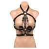 XR Brands Strict Female Body Harness 2XL/3XL - Sensual Chest and Waist Bondage Accessory for Women, Exposes Breasts, Adjustable Straps, Vegan PU Faux Leather, Black - Adult Naughty Store