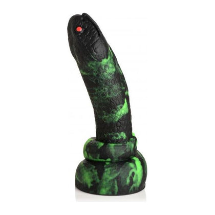 XR Brands Creature Cocks Python Silicone Dildo - Model XCD-4376 - Unisex Pleasure Toy for Intense Sensations - Black and Green