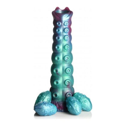 XR Brands Creature Cocks Galactic Breeder Ovipositor Silicone Dildo - Model XCB-001 - Unisex - Anal and Vaginal Pleasure - Mystic Teal, Red, Blue
