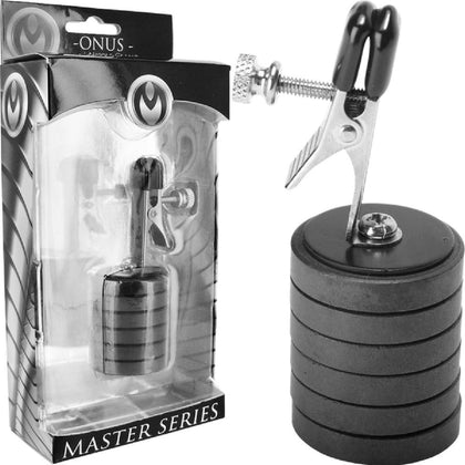 Onus Nipple Clip W-Magnet Weights Steel BDSM Toy - Model 001 - Unisex - Sensual Nipple Stimulation - Silver