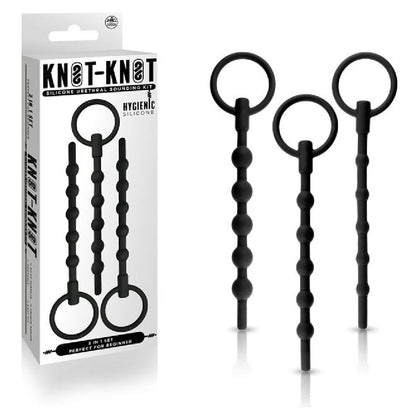 Knot Knot Silicone Black Urethral Sounding Kit - 3 Piece Set - Unisex - Urethral - Black