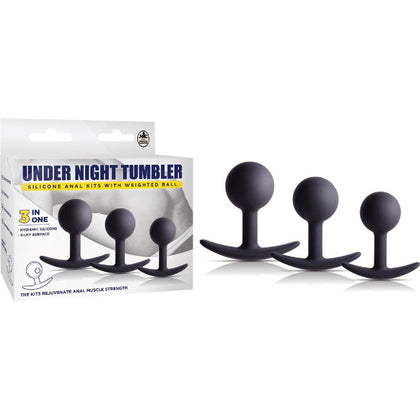 Night Pleasures Silicone Anal Plugs - Under Night Tumbler Set of 3 - Unisex - Anal Stimulation - Black