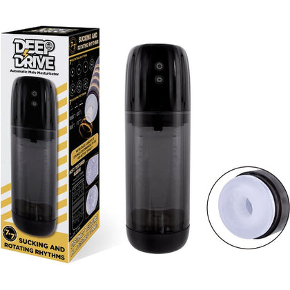 Deep Drive Automatic Male Masturbator DDA-01 | Men's Intimate Stimulation Toy | 7 Sucking Patterns, 7 Rotating Rhythms | Textured Tunnel Sleeve | Black