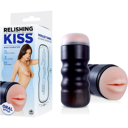 Relishing Kiss Flesh 16 cm Mouth Stroker - Model # Oral - Unisex Sensual Pleasure Toy in Hygienic Ultra Soft Material - Pink - Adult Naughty Store