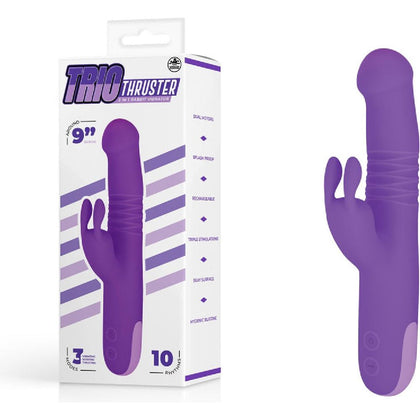LuvVibes Trio Thruster Purple Rabbit Vibrator Model TT-22USB for Women - G-Spot Stimulation - Purple