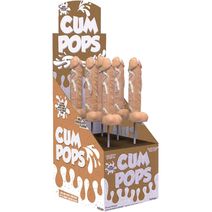 Xubis Milk Chocolate Pecker Shaped Cum Covered Chocolate Lollipops - Model D320 - Unisex Adult Novelty Toy for Oral Stimulation - Brown