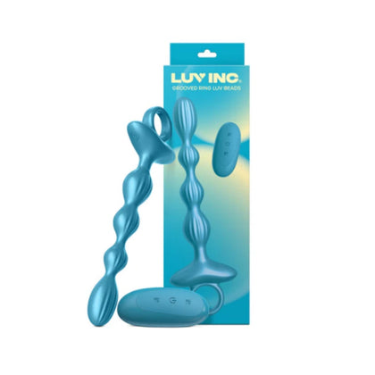 Gr41: Grooved Ring Luv Beads - Metallic Blue