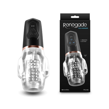 Renegade Avenger Electronic Masturbator - Model R302 for Men - Oral Stimulation - Clear/Black