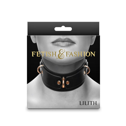 Fetish & Fashion Collar - Lilith Model #FFL001 for All Genders, Neck Restraint, Black/Red