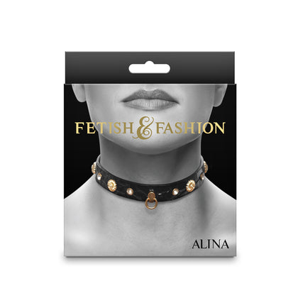 FETISH & FASHION Alina Collar Submissive Neck Collar EY015 Unisex Neck Wear Fetish Accessory - Black