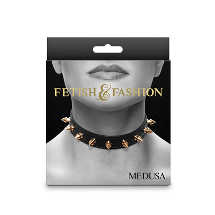 Fetish & Fashion Medusa Collar - Spiked Collar for BDSM - Model XT-2021 - Unisex - Neck Play - Black