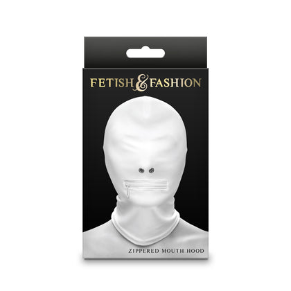 Fetish & Fashion Zippered Mouth Hood White - Unleash Control with Model J101 - Unisex Sensory Play BDSM Headgear