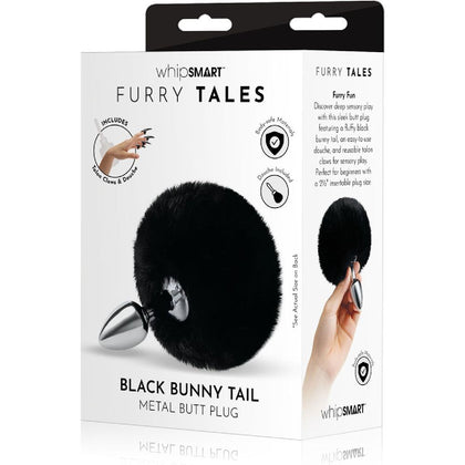 WhipSmart Furry Tales Black Bunny Tail Metal 6.3 cm Butt Plug with Black Bunny Tail - Adult Naughty Store