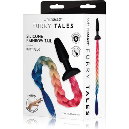 WhipSmart Furry Tales Silicone Rainbow Tail Black 8.9 cm Butt Plug - Adult Naughty Store