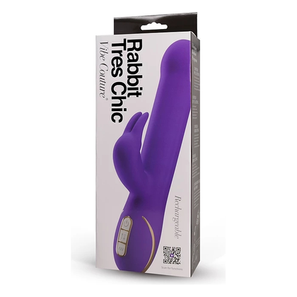 Vibe Couture Rabbit Tres Chic Purple - Luxurious 3-Speed Jumping Beads Massager for Women - Model VT-300 - Pleasure Toy for Intimate Areas - Adult Naughty Store