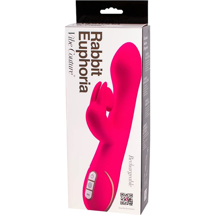 Vibe Couture Rabbit Euphoria Pink - Powerful 7 Vibration Patterns Clit Stimulator with Suction - USB Rechargeable - Soft Touch Buttons - Waterproof - Travel Lock - Adult Naughty Store